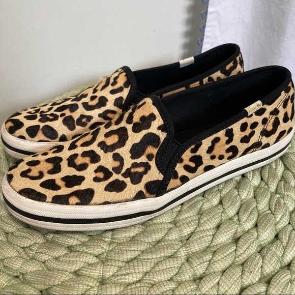 Kate Spade for Keds tan and brown leopard print calf hair slip on sneakers - Picture 5 of 9